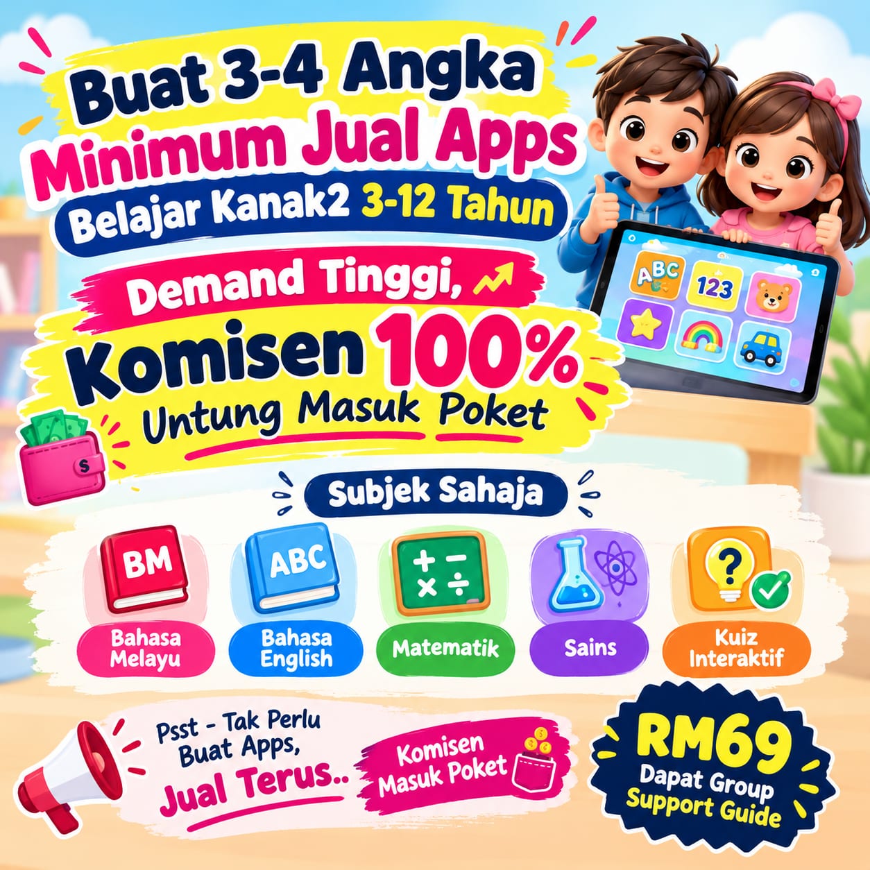 Bundle Buat Income Jual Apps Belajar Kanak2